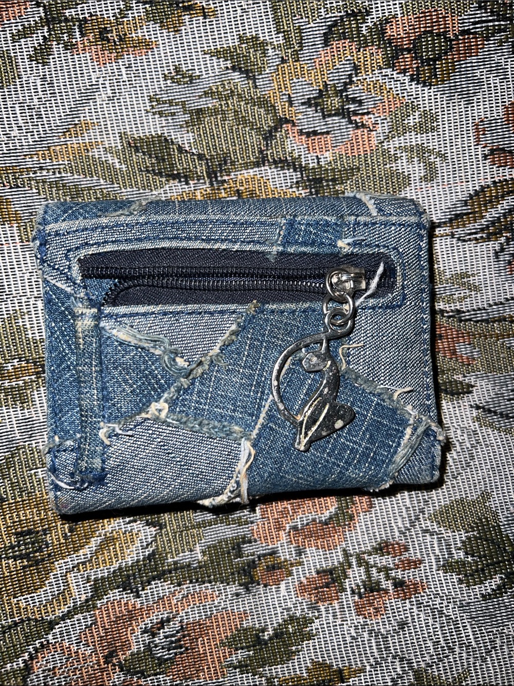 Baby Phat Denim Patchwork Wallet in Blue with Crystal Accents - Picture 2 of 5